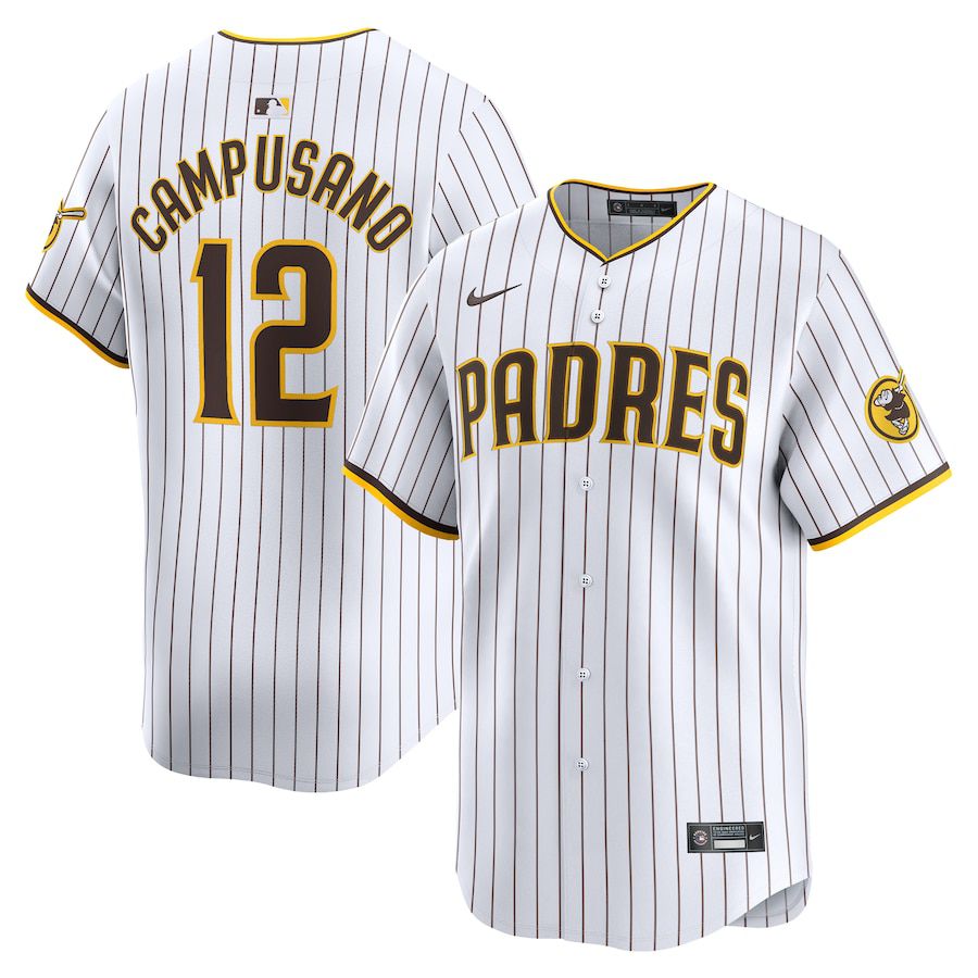 Men San Diego Padres #12 Luis Campusano Nike White Home Limited Player MLB Jersey